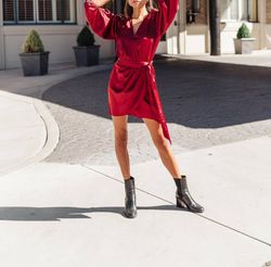 Style 1-1410816166-3471 DRESS FORUM Red Size 4 Burgundy Sleeves Sorority Free Shipping Cocktail Dress on Queenly