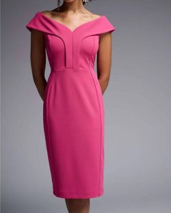 Style 1-143065675-1498 Joseph Ribkoff Pink Size 4 Spandex Tall Height Polyester Cocktail Dress on Queenly