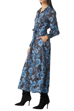 Style 1-1444331796-3817 Misa Los Angeles Blue Size 14 Plus Size Tall Height Floral Straight Dress on Queenly