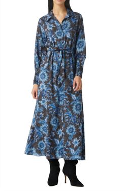 Style 1-1444331796-3817 Misa Los Angeles Blue Size 14 Plus Size Tall Height Floral Straight Dress on Queenly