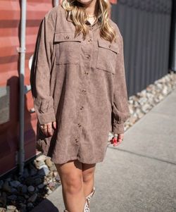 Style 1-1462679422-2790 entro Brown Size 12 Summer Long Sleeve Pockets Casual Tall Height Cocktail Dress on Queenly
