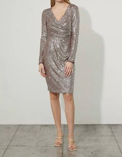 Style 1-160684324-472 Joseph Ribkoff Silver Size 16 Polyester Long Sleeve Cocktail Dress on Queenly