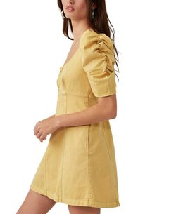 Style 1-2008291887-3236 Free People Yellow Size 4 Free Shipping Sleeves Mini Cocktail Dress on Queenly