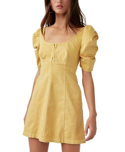 Style 1-2008291887-3236 Free People Yellow Size 4 Free Shipping Sleeves Mini Cocktail Dress on Queenly