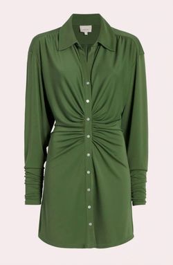 Style 1-2159534551-2901 cinq a sept Green Size 8 Jersey Polyester Free Shipping High Neck Cocktail Dress on Queenly