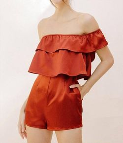 Style 1-2221959211-2791 STORIA Orange Size 12 Tall Height Ruffles Satin Jumpsuit Dress on Queenly