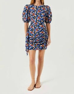 Style 1-226522659-1498 RHODE Blue Size 4 Print Sleeves Mini Cocktail Dress on Queenly
