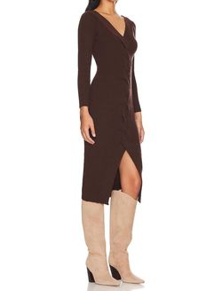 Style 1-2272653731-3471 ASTR Brown Size 4 Free Shipping Side Slit Cocktail Dress on Queenly