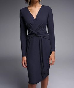 Style 1-2786788375-1901 Joseph Ribkoff Blue Size 6 Black Tie Long Sleeve Cocktail Dress on Queenly
