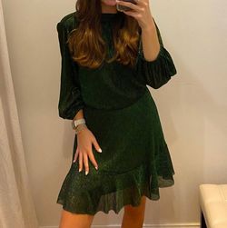 Style 1-2904283676-3011 THML Green Size 8 Sheer Mini Sorority Cocktail Dress on Queenly