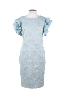 Style 1-2912453755-1901 Frank Lyman Blue Size 6 Tall Height Polyester Cocktail Dress on Queenly
