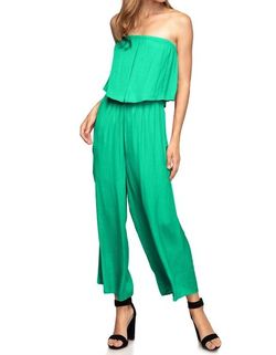 Style 1-3029609606-3011 naked zebra Green Size 8 Strapless Free Shipping Floor Length Polyester Jumpsuit Dress on Queenly