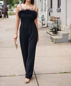 Style 1-3166347792-2696 ELLIATT Black Size 12 Feather Polyester Jumpsuit Dress on Queenly