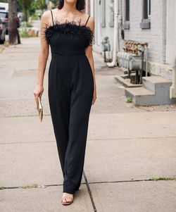 Style 1-3166347792-2901 ELLIATT Black Size 8 Free Shipping Feather Jumpsuit Dress on Queenly