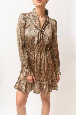Style 1-3187415279-2696 Walter Baker Brown Size 12 Long Sleeve Mini Cocktail Dress on Queenly
