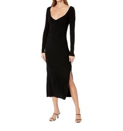 Style 1-3228065231-2901 Paige Black Size 8 Long Sleeve Free Shipping Side slit Dress on Queenly