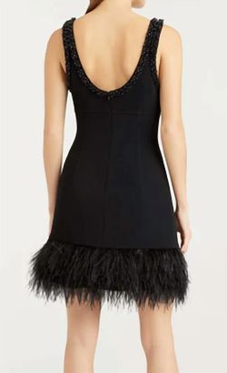 Style 1-3228091182-2168 cinq a sept Black Size 8 Free Shipping Feather Tall Height Mini Polyester Cocktail Dress on Queenly