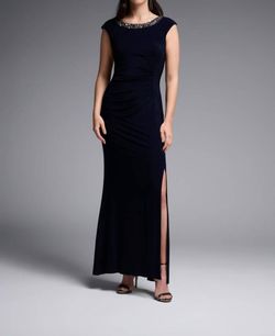 Style 1-3570191114-1901 Joseph Ribkoff Black Size 6 Spandex Polyester Side slit Dress on Queenly