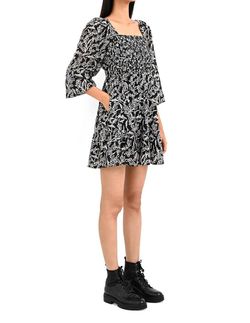 Style 1-3588412286-3855 BANJANAN Black Size 0 Summer Print Pockets Cocktail Dress on Queenly