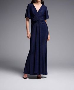 Style 1-374223373-1498 Joseph Ribkoff Blue Size 4 Black Tie Flare Tall Height Straight Dress on Queenly