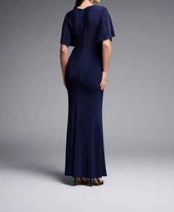 Style 1-374223373-238 Joseph Ribkoff Blue Size 12 Navy Flare Sleeves Straight Dress on Queenly