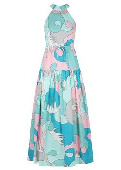 Style 1-3910966423-2901 S/W/F Blue Size 8 Pattern Print Cocktail Dress on Queenly