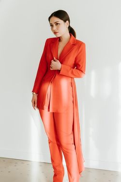 Miss Circle Bright Red Size 0 Jersey Blazer Jumpsuit Dress on Queenly