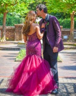 Style 141223 MoriLee Purple Size 0 Jersey Floor Length Prom 50 Off Mermaid Dress on Queenly