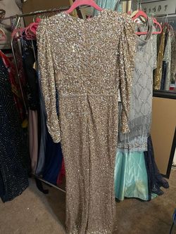 Style 5510 SHG 6 Mac Duggal Gold Size 6 Jersey Mermaid Dress on Queenly