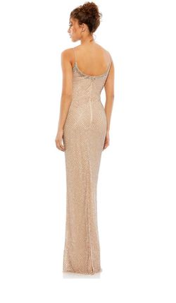 Mac Duggal Nude Size 2 Fully Beaded Prom Military Straight Dress on Queenly