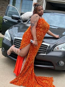 Orange Size 24 Side slit Dress on Queenly