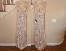 Style  Blush Pink Sweetheart Neckline Sequined & Feather Formal Prom Dress Pink Size 4 Side slit Dress on Queenly