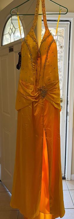 Style 8820 Flaunt Yellow Size 12 Plus Size Straight Dress on Queenly