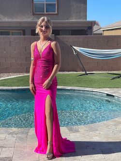 Style 61175 Alyce Paris Pink Size 00 Plunge Side slit Dress on Queenly