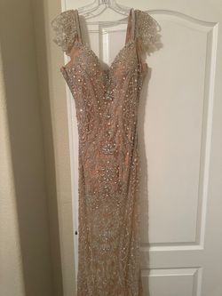 Larissa Couture Nude Size 2 Floor Length Jersey 50 Off Straight Dress on Queenly