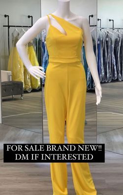 Fernando Wong Yellow Size 2 One Shoulder Interview Jumpsuit Dress on Queenly