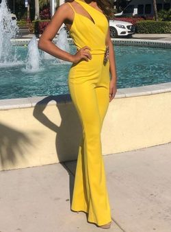 Fernando Wong Yellow Size 2 One Shoulder Interview Jumpsuit Dress on Queenly
