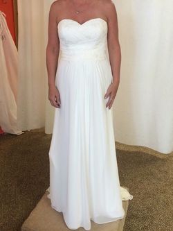 David's Bridal White Size 8 Strapless Wedding Jersey A-line Dress on Queenly