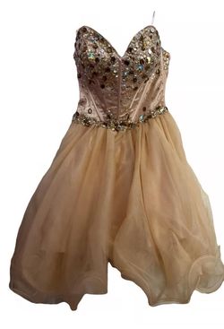 Style 27723 Hannah S Nude Size 4 Prom 27723 Floor Length Train Dress on Queenly