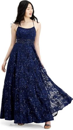 Say Yes to the Prom dress Blue Size 12 Floor Length Prom Ball gown on Queenly
