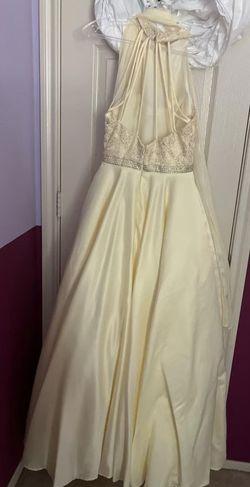Glow Dress Yellow Size 2 Jersey High Neck Ball gown on Queenly