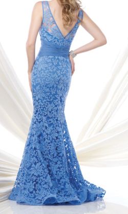 Mon Cheri Blue Size 20 Plus Size Square Square Neck Floor Length A-line Dress on Queenly