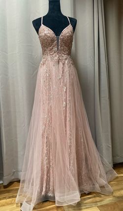 Dave and Johnny Pink Size 4 Jersey Gala Plunge Corset Ball gown on Queenly
