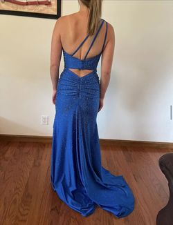 Sherri Hill Royal Blue Size 0 Wedding Guest Prom Side slit Dress on Queenly