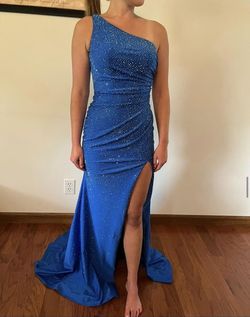 Sherri Hill Royal Blue Size 0 Wedding Guest Prom Side slit Dress on Queenly