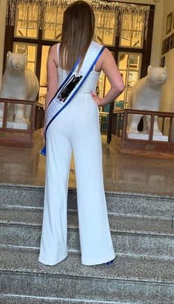Jovani White Size 0 Bachelorette Sorority Formal Appearance Graduation Jumpsuit Dress on Queenly