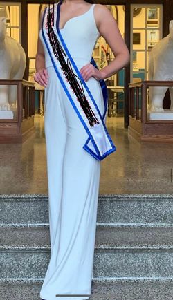 Jovani White Size 0 Bachelorette Sorority Formal Appearance Graduation Jumpsuit Dress on Queenly