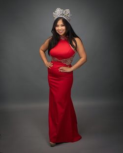 Sherri Hill Red Size 8 Halter 50 Off Silk Mermaid Dress on Queenly