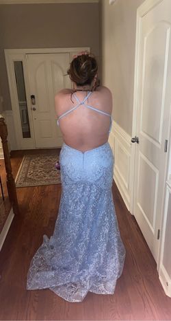 Camille La Vie Blue Size 12 Prom Plus Size Mermaid Dress on Queenly