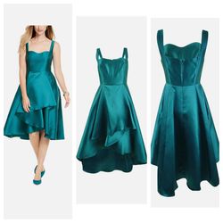 Style AP1E206266 Adrianna Papell Green Size 14 Plus Size Silk Cocktail Dress on Queenly